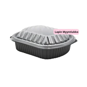Musta 1-osainen ruokatarjotin kannella 207x170x40mm 952ml, 10 kpl/pkt