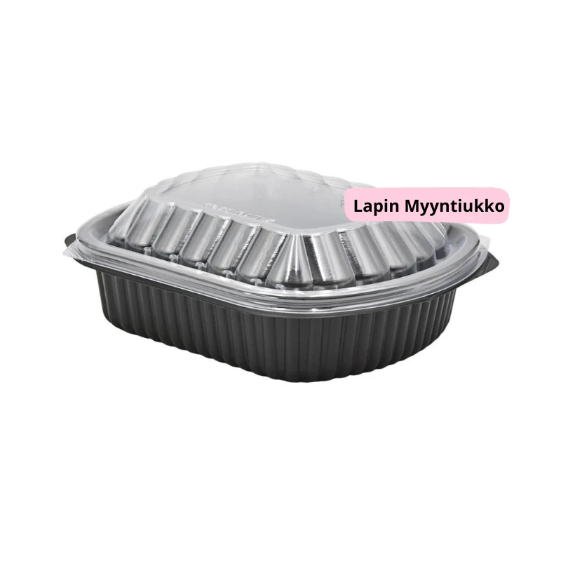 Musta 1-osainen ruokatarjotin kannella 207x170x40mm 952ml, 10 kpl/pkt - Image 2